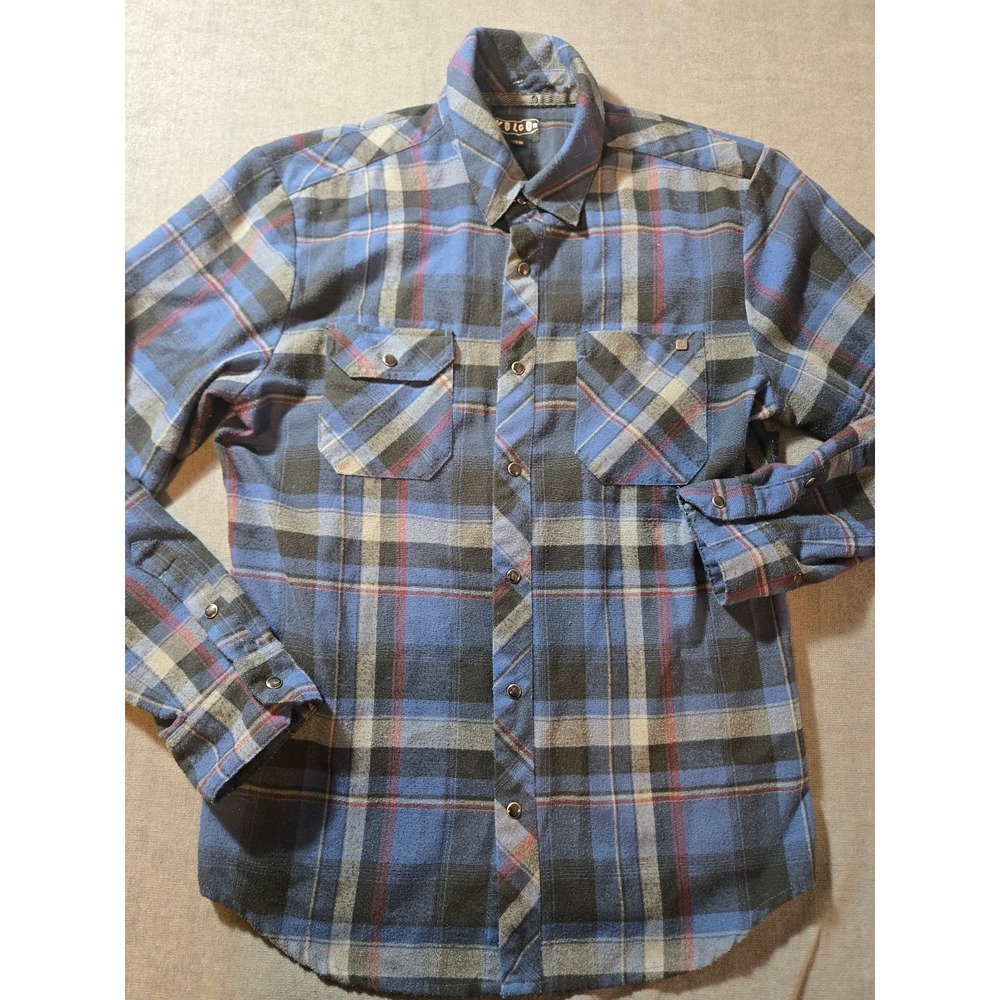 Vtg Volcom Shirt Mens Medium Flannel Pearl Snap Button Skate Gorpcore Y2k